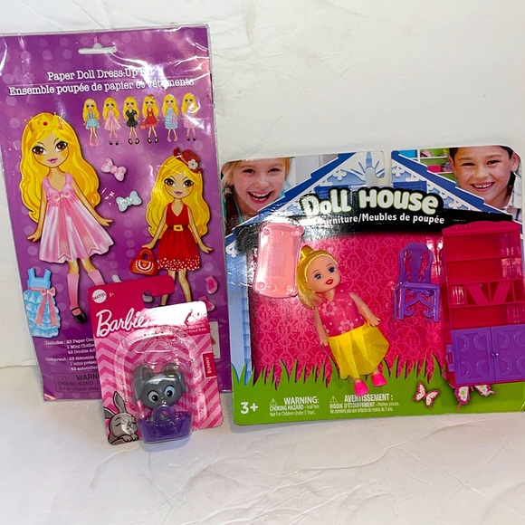 NWT FREE w/ bundle set girls toys-small doll & doll furniture set, Barbie pet - Picture 3 of 6